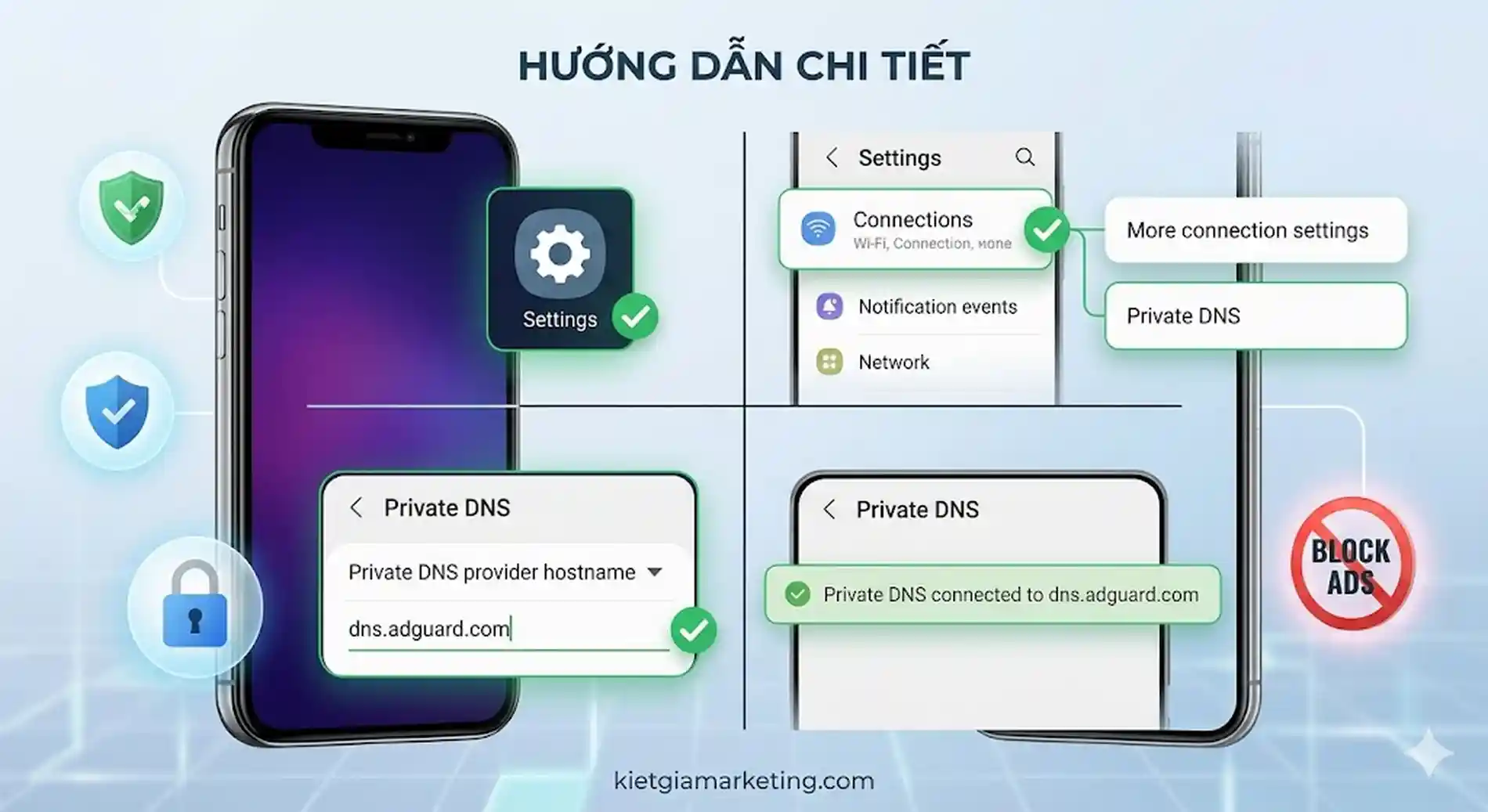 Các bước thiết lập DNS để chặn quảng cáo facebook trên Android