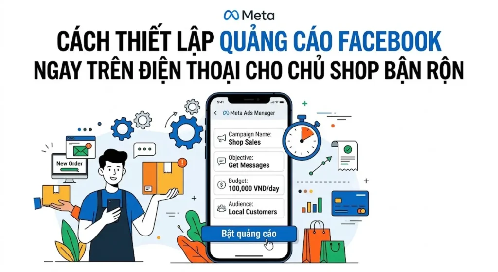 CÁCH THIẾT LẬP QUẢNG CÁO FACEBOOK NGAY TRÊN ĐIỆN THOẠI CHO CHỦ SHOP BẬN RỘN