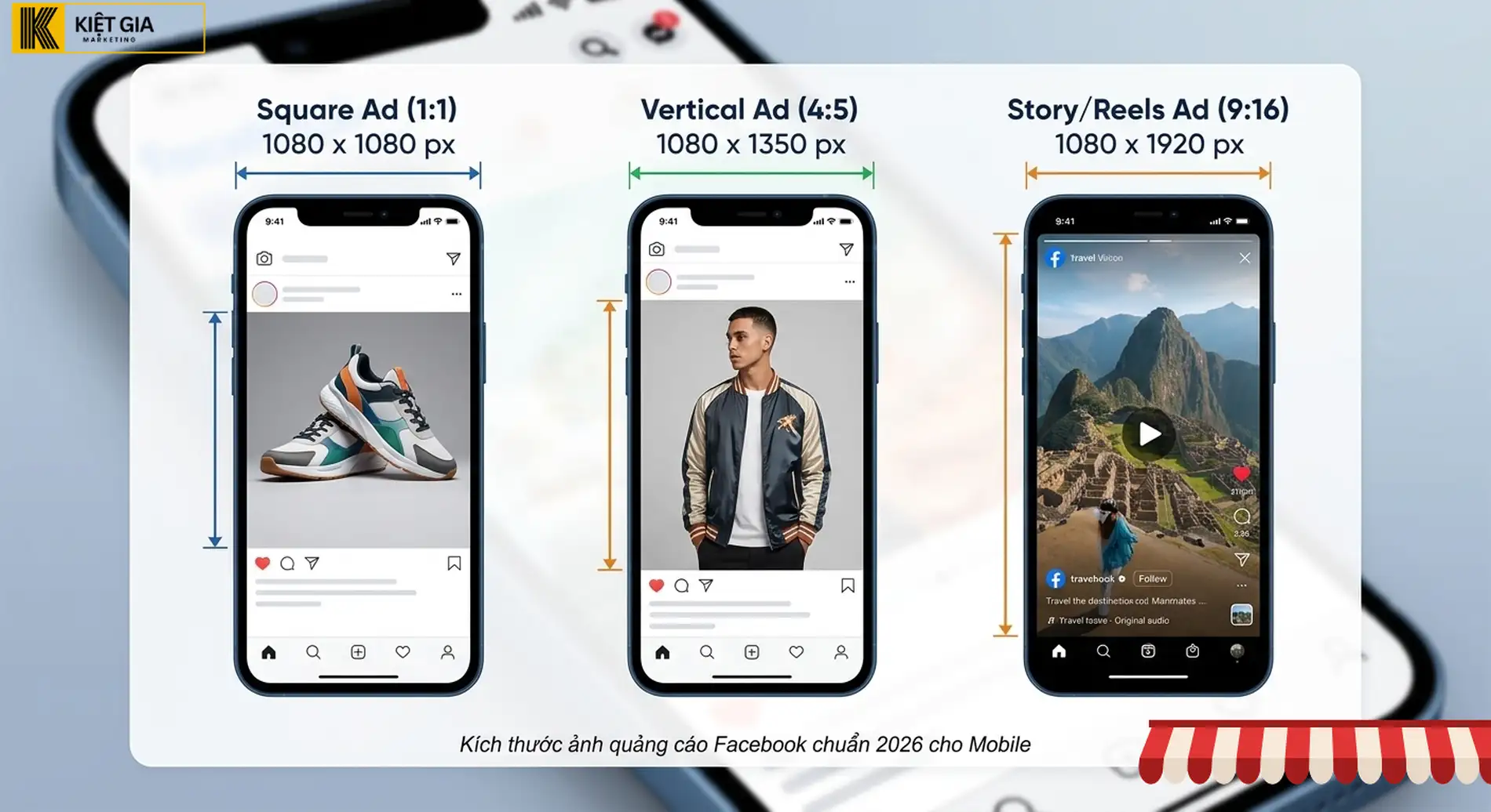 Sơ đồ kích thước ảnh đăng Facebook chuẩn 2026 cho Mobile