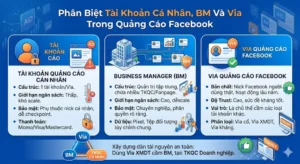 Phân biệt Tài khoản cá nhân, BM và Via trong quảng cáo Facebook