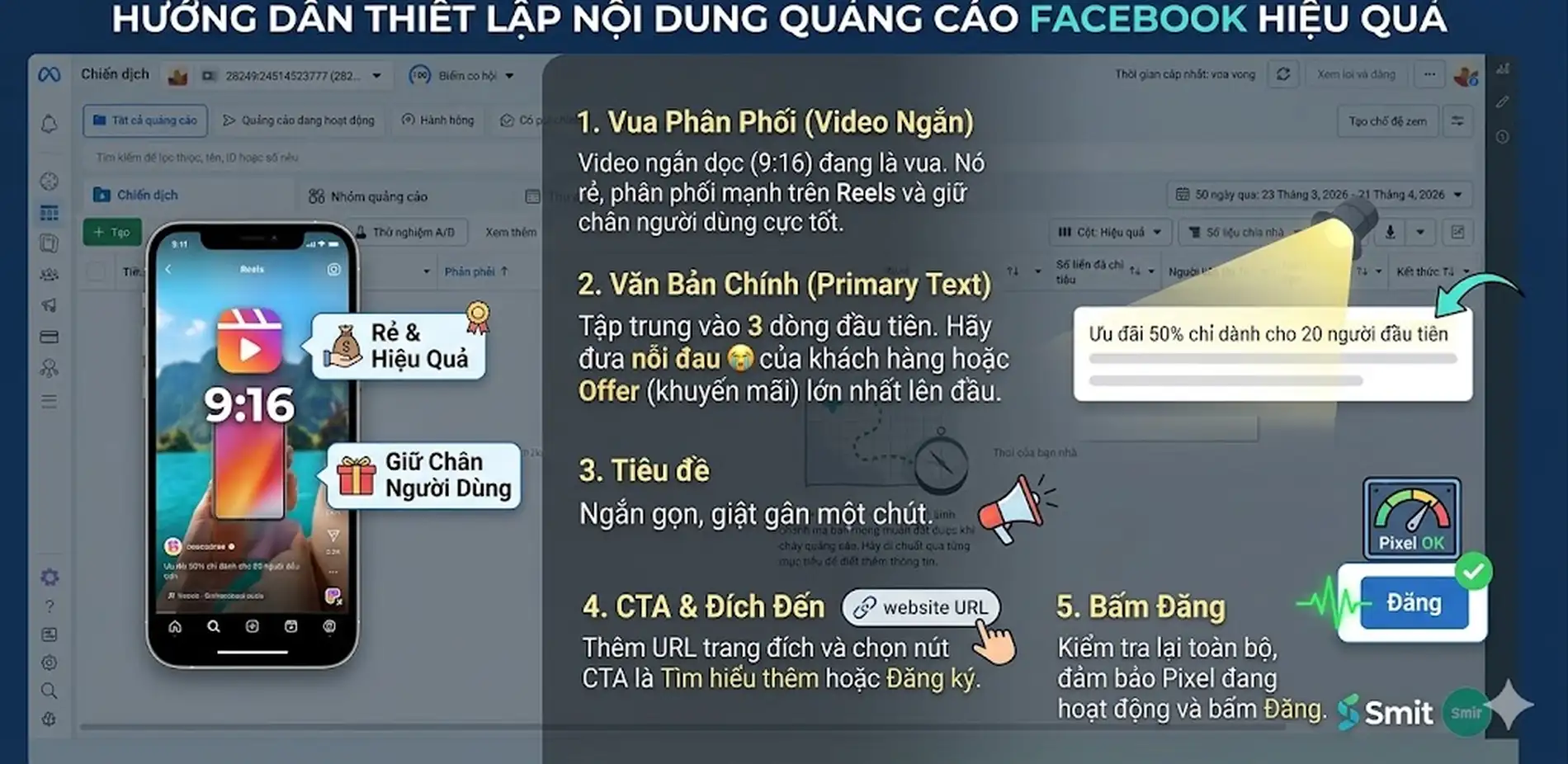 Thiết lập nội dung hình ảnh video bài quảng cáo Facebook