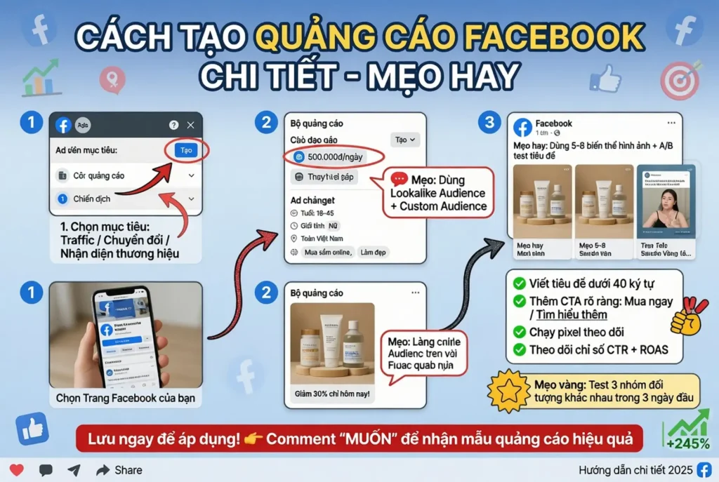 cách tạo quảng cáo facebook , mẹo hay và các lỗi thường gặp